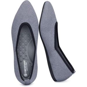 Frank Mully Women’s Wide Width Flat Shoes, Comfortable Pointed Toe Flats for Wide Feet(Grey)
