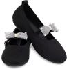 Frank Mully Girls Flat Shoes Kids Mary Janes with Bow Lightweight Comfort Cute Shoes(Black)