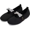 Frank Mully Girls Flat Shoes Kids Mary Janes with Bow Lightweight Comfort Cute Shoes(Black)