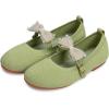 Frank Mully Girls Flat Shoes Kids Mary Janes with Bow Lightweight Comfort Cute Shoes(Light Green)