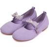 Frank Mully Girls Flat Shoes Kids Mary Janes with Bow Lightweight Comfort Cute Shoes(Purple)