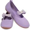 Frank Mully Girls Flat Shoes Kids Mary Janes with Bow Lightweight Comfort Cute Shoes(Purple)