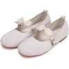 Frank Mully Girls Flat Shoes Kids Mary Janes with Bow Lightweight Comfort Cute Shoes(White)
