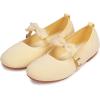 Frank Mully Girls Flat Shoes Kids Mary Janes with Bow Lightweight Comfort Cute Shoes(Yellow)