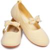 Frank Mully Girls Flat Shoes Kids Mary Janes with Bow Lightweight Comfort Cute Shoes(Yellow)