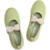 Frank Mully Girls Flat Shoes Kids Mary Janes with Bow Lightweight Comfort Cute Shoes(Light Green)