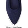 Frank Mully Women’s Flats Pointed Toe Knit Flats Lightweight Slip On Breathable Comfort Walking Shoes with Arch Support Soft Flexible Sole for Work Travel(Ablue)