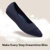 Frank Mully Women’s Flats Pointed Toe Knit Flats Lightweight Slip On Breathable Comfort Walking Shoes with Arch Support Soft Flexible Sole for Work Travel(Eblue)