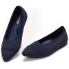 Frank Mully Women’s Flats Pointed Toe Knit Flats Lightweight Slip On Breathable Comfort Walking Shoes with Arch Support Soft Flexible Sole for Work Travel(Eblue)