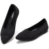 Frank Mully Women’s Flats Pointed Toe Knit Flats Lightweight Slip On Breathable Comfort Walking Shoes with Arch Support Soft Flexible Sole for Work Travel(Eblack)