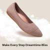 Frank Mully Women’s Flats Pointed Toe Knit Flats Lightweight Slip On Breathable Comfort Walking Shoes with Arch Support Soft Flexible Sole for Work Travel(Purple)