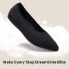 Frank Mully Women’s Flats Pointed Toe Knit Flats Lightweight Slip On Breathable Comfort Walking Shoes with Arch Support Soft Flexible Sole for Work Travel(Eblack)