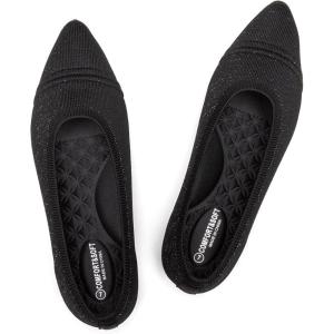 Frank Mully Women’s Flats Pointed Toe Knit Flats Lightweight Slip On Breathable Comfort Walking Shoes with Arch Support Soft Flexible Sole for Work Travel(Eblack)