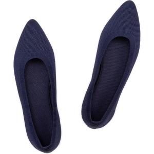 Frank Mully Women’s Flats Pointed Toe Knit Flats Lightweight Slip On Breathable Comfort Walking Shoes with Arch Support Soft Flexible Sole for Work Travel(Ablue)