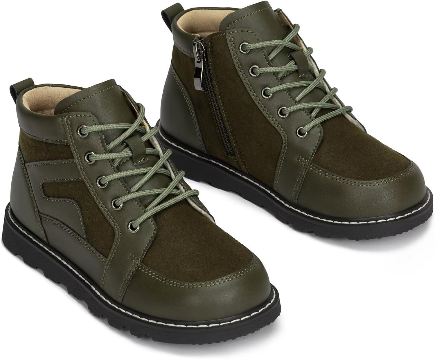 imageFrank Mully Kids Ankle Boots Boys Girls Outdoor Booties Kids Comfort Work Boot Lace Up Hiking Shoes ToddlerLittle KidBig Kid2005green