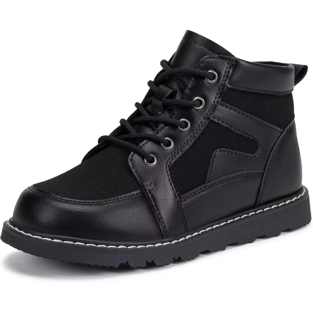 imageFrank Mully Kids Ankle Boots Boys Girls Outdoor Booties Kids Comfort Work Boot Lace Up Hiking Shoes ToddlerLittle KidBig Kid2005black