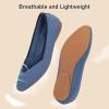 Frank Mully Women’s Square Toe Knitted Flats Breathable Lightweight Slip-On Shoes with Arch Support for All-Day Comfort(Blue/Dark)