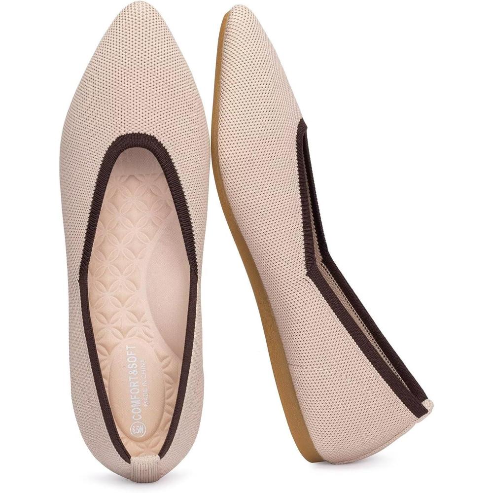 imageFrank Mully Womens Wide Width Flat Shoes Comfortable Pointed Toe Flats for Wide FeetEcru