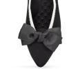 Frank Mully Women’s Wide Width Flat Shoes, Comfortable Pointed Toe Flats for Wide Feet(Black Bowknot)