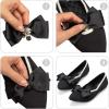 Frank Mully Women’s Wide Width Flat Shoes, Comfortable Pointed Toe Flats for Wide Feet(Black Bowknot)