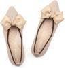 Frank Mully Women’s Wide Width Flat Shoes, Comfortable Pointed Toe Flats for Wide Feet(Ecru Knowknot)