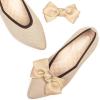 Frank Mully Women’s Wide Width Flat Shoes, Comfortable Pointed Toe Flats for Wide Feet(Ecru Knowknot)