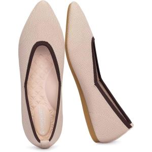 Frank Mully Women’s Wide Width Flat Shoes, Comfortable Pointed Toe Flats for Wide Feet(Ecru)
