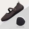 Frank Mully Women’s Wide Width Flats Mary Jane Flat Comofortable Knit Ballet Flat Wide Toe Box Dress Shoes with Adjustable Straps(Brown/Mesh)
