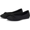 Frank Mully Women’s Flats, Square Toe Foldable Flat Shoes with Bow & Arch Support, Soft Knit Slip-On Comfort for Travel, Work, Commuting(Black)
