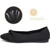 Frank Mully Women’s Flats, Square Toe Foldable Flat Shoes with Bow & Arch Support, Soft Knit Slip-On Comfort for Travel, Work, Commuting(Black)