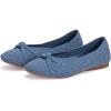 Frank Mully Women’s Flats, Square Toe Foldable Flat Shoes with Bow & Arch Support, Soft Knit Slip-On Comfort for Travel, Work, Commuting(Blue)