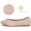 Frank Mully Women’s Flats, Square Toe Foldable Flat Shoes with Bow & Arch Support, Soft Knit Slip-On Comfort for Travel, Work, Commuting(Ecru)