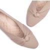 Frank Mully Women’s Flats, Square Toe Foldable Flat Shoes with Bow & Arch Support, Soft Knit Slip-On Comfort for Travel, Work, Commuting(Ecru)