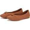 Frank Mully Women’s Flats, Square Toe Foldable Flat Shoes with Bow & Arch Support, Soft Knit Slip-On Comfort for Travel, Work, Commuting(Orange)