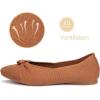 Frank Mully Women’s Flats, Square Toe Foldable Flat Shoes with Bow & Arch Support, Soft Knit Slip-On Comfort for Travel, Work, Commuting(Orange)