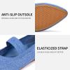 Frank Mully Womens Knit Flats Pointed-Toe Shoes with Elastic Straps Ballerina Flat Shoes for Women Dressy(6089blue)