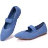 Frank Mully Womens Knit Flats Pointed-Toe Shoes with Elastic Straps Ballerina Flat Shoes for Women Dressy(6089blue)