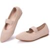 Frank Mully Womens Knit Flats Pointed-Toe Shoes with Elastic Straps Ballerina Flat Shoes for Women Dressy(6089ecru)