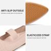 Frank Mully Womens Knit Flats Pointed-Toe Shoes with Elastic Straps Ballerina Flat Shoes for Women Dressy(6089ecru)