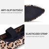 Frank Mully Womens Knit Flats Pointed-Toe Shoes with Elastic Straps Ballerina Flat Shoes for Women Dressy(6089leopard)