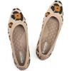 FRANK MULLY Women’s Knit Ballet Flat Foldable Squared Toe Shoes Slip-On Dressy Flats Shoes Casual Business Work Office(Leopard)