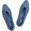 Frank Mully Women’s Flats, Square Toe Foldable Flat Shoes with Bow & Arch Support, Soft Knit Slip-On Comfort for Travel, Work, Commuting(Blue)