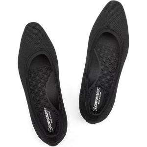 FRANK MULLY Women’s Knit Ballet Flat Foldable Squared Toe Shoes Slip-On Dressy Flats Shoes Casual Business Work Office(Black)