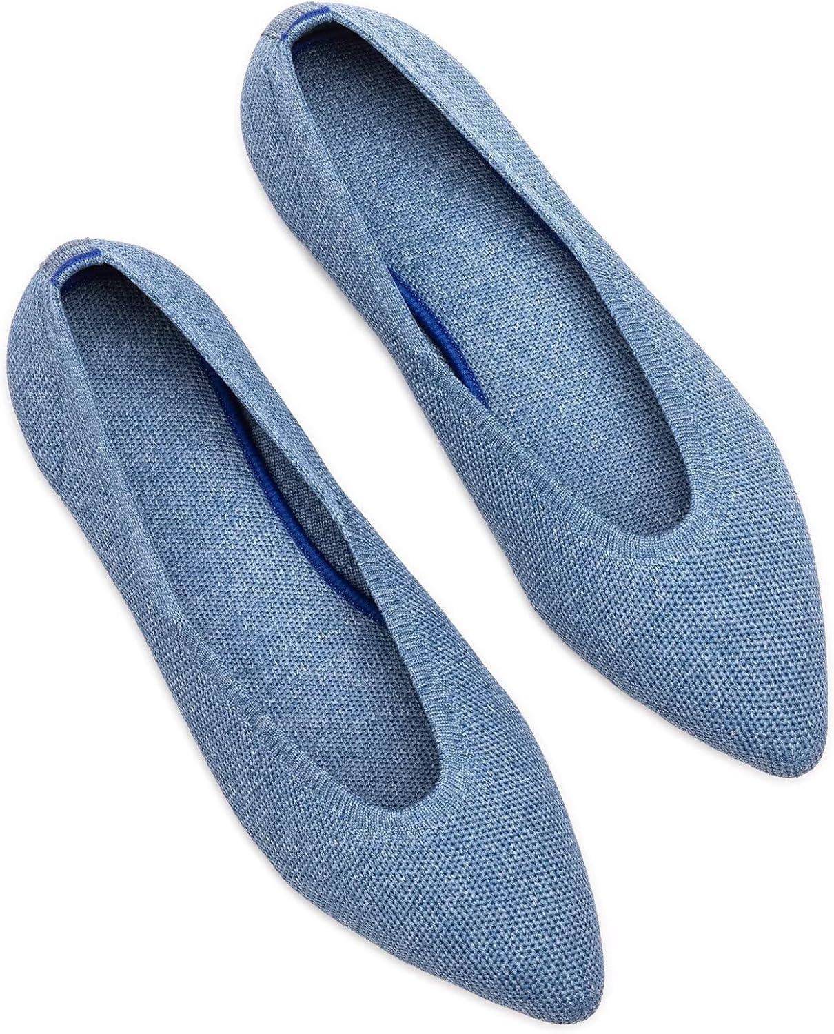 image:imageFrank Mully Womens Pointed Toe Flats Knit Dress Shoes Comfort Women Shoes SoftableDenum Blue