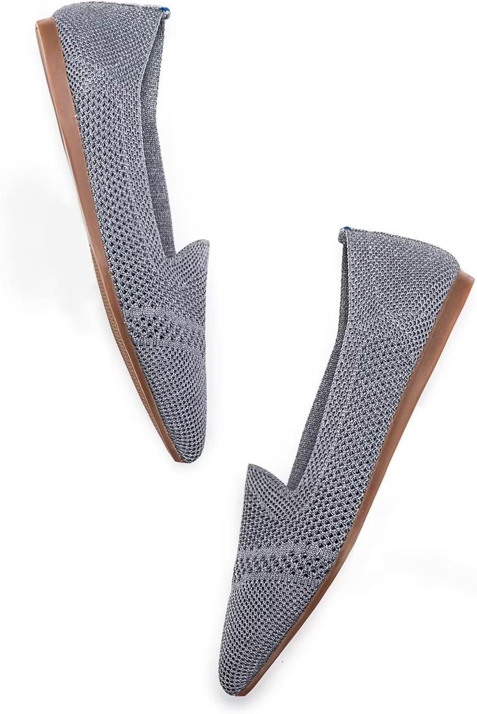 image:imageFrank Mully Womens Pointed Toe Flats Knit Dress Shoes Comfort Women Shoes SoftableGreyMesh