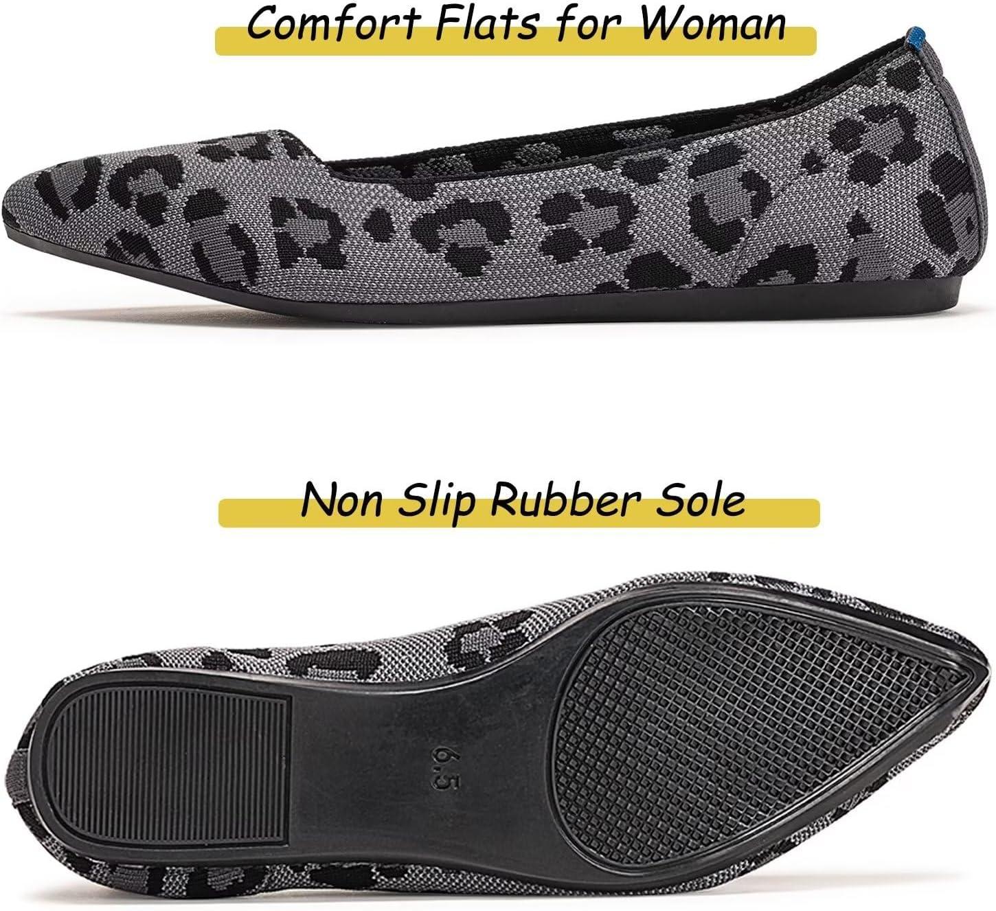 image:imageFrank Mully Womens Pointed Toe Flats Knit Dress Shoes Comfort Women Shoes SoftableLeopard