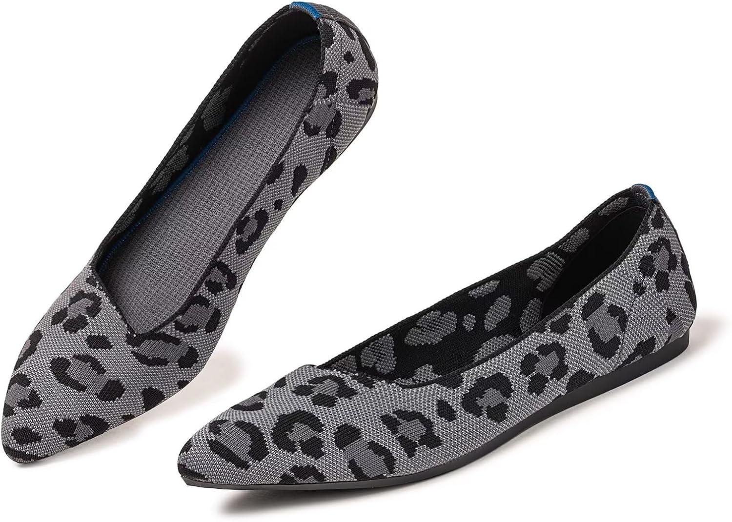 image:imageFrank Mully Womens Pointed Toe Flats Knit Dress Shoes Comfort Women Shoes SoftableLeopard