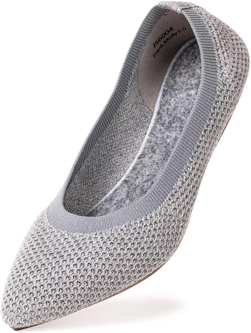 image:imageFrank Mully Womens Pointed Toe Flats Knit Dress Shoes Comfort Women Shoes SoftableLight Grey