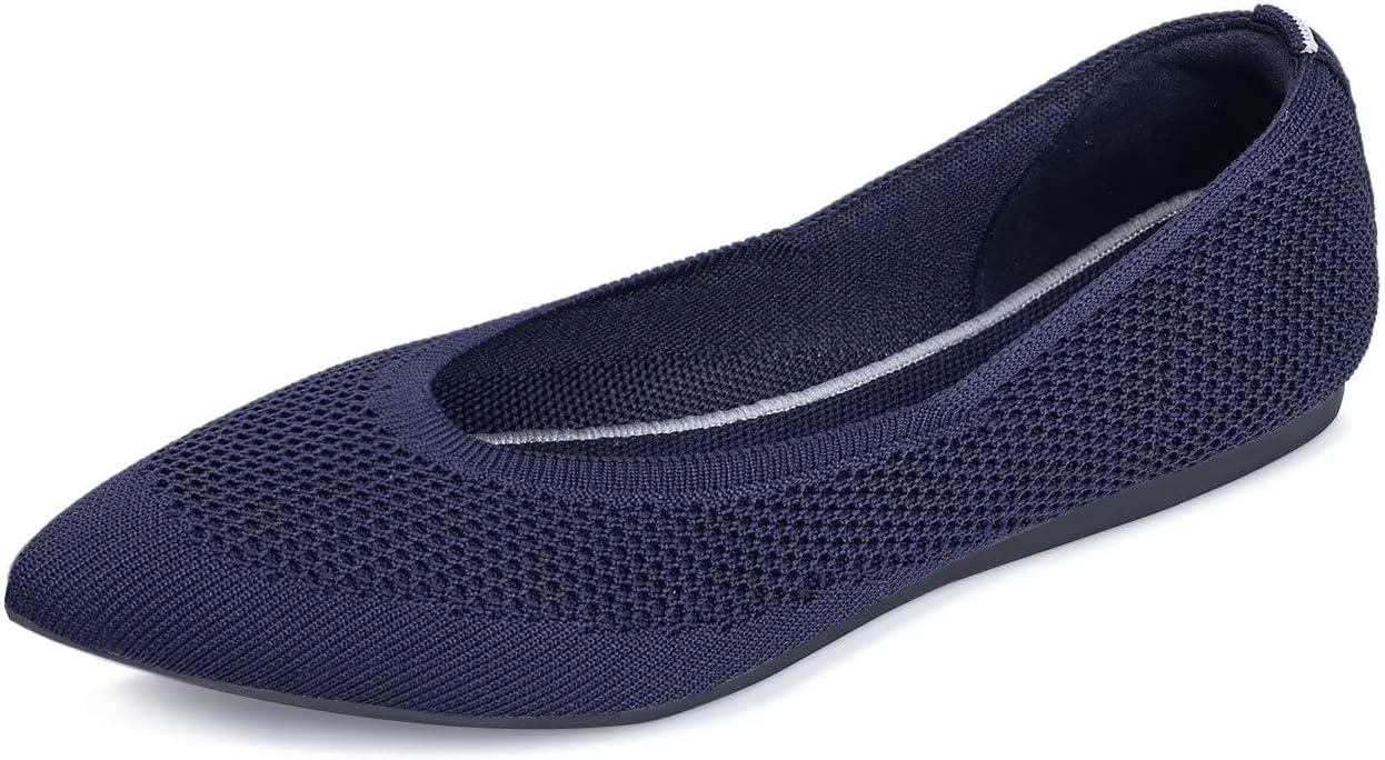 image:imageFrank Mully Womens Pointed Toe Flats Knit Dress Shoes Comfort Women Shoes SoftableNavyMesh