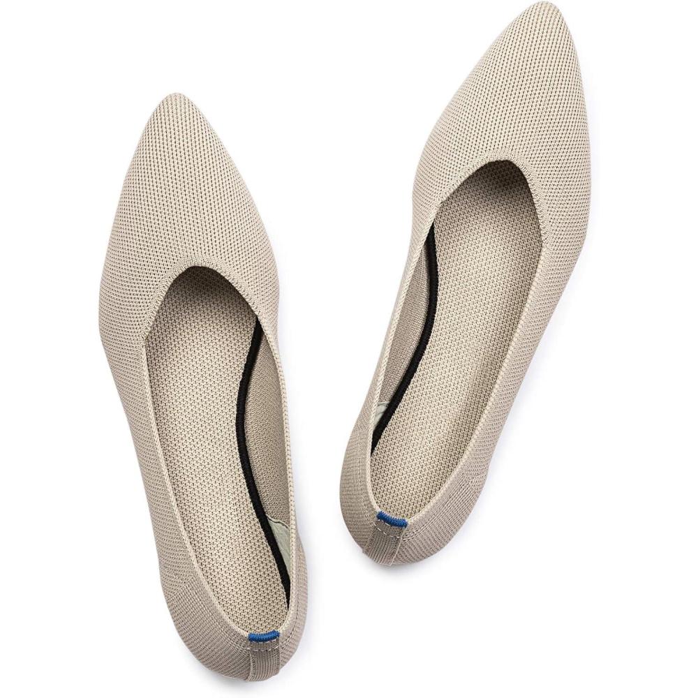 image:imageFrank Mully Womens Pointed Toe Flats Knit Dress Shoes Comfort Women Shoes SoftableEcru Solid